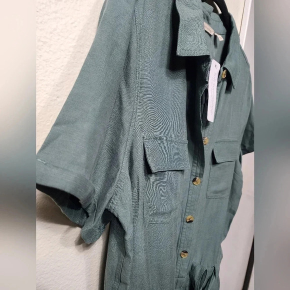Soft Surroundings Getaway Linen Blend Jumpsuit NWT Sz 16 Casual Minimalist - Picture 5 of 12